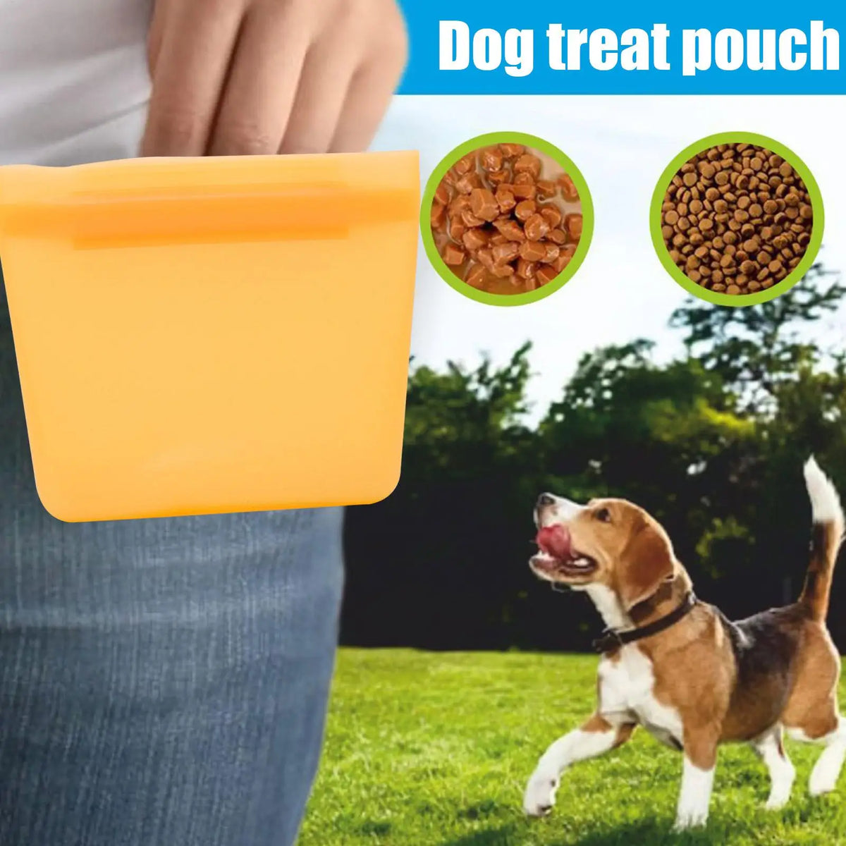 Silicone Dog Treat Pouch Dog Training Pouch Bag Sealable Training Treat Bag Training Treat Bag For Dogs Cats Pets Leashs Walking Outdoor Kinetics