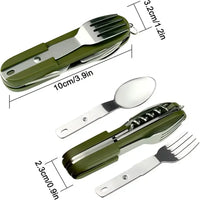 Camping Gear 5-in-1 Stainless Steel Travel Set, Multifunctional Folding Outdoor Utensils OtdoorEdge Supply