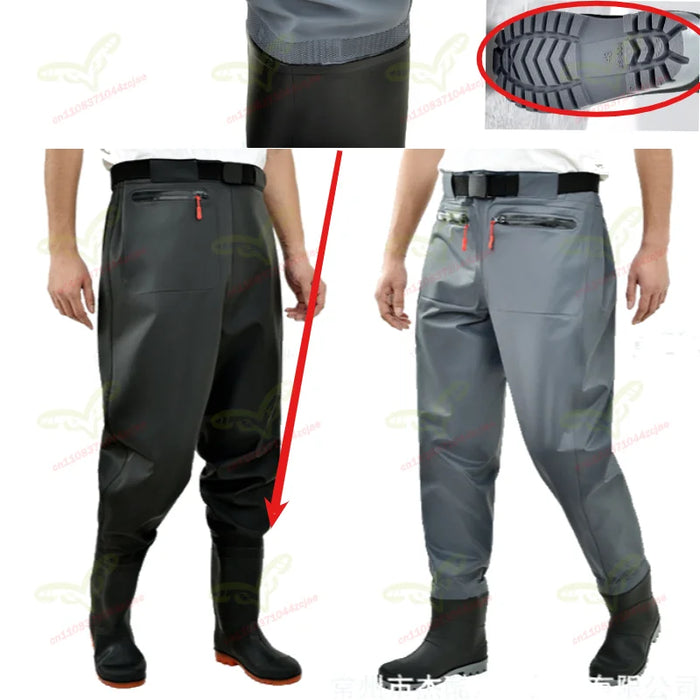 Waist High WadersThickened Half Body Waterproof Overalls One-piece Fishing Waders Lightweight Breathable Wading Pants with Boots OtdoorEdge Supply