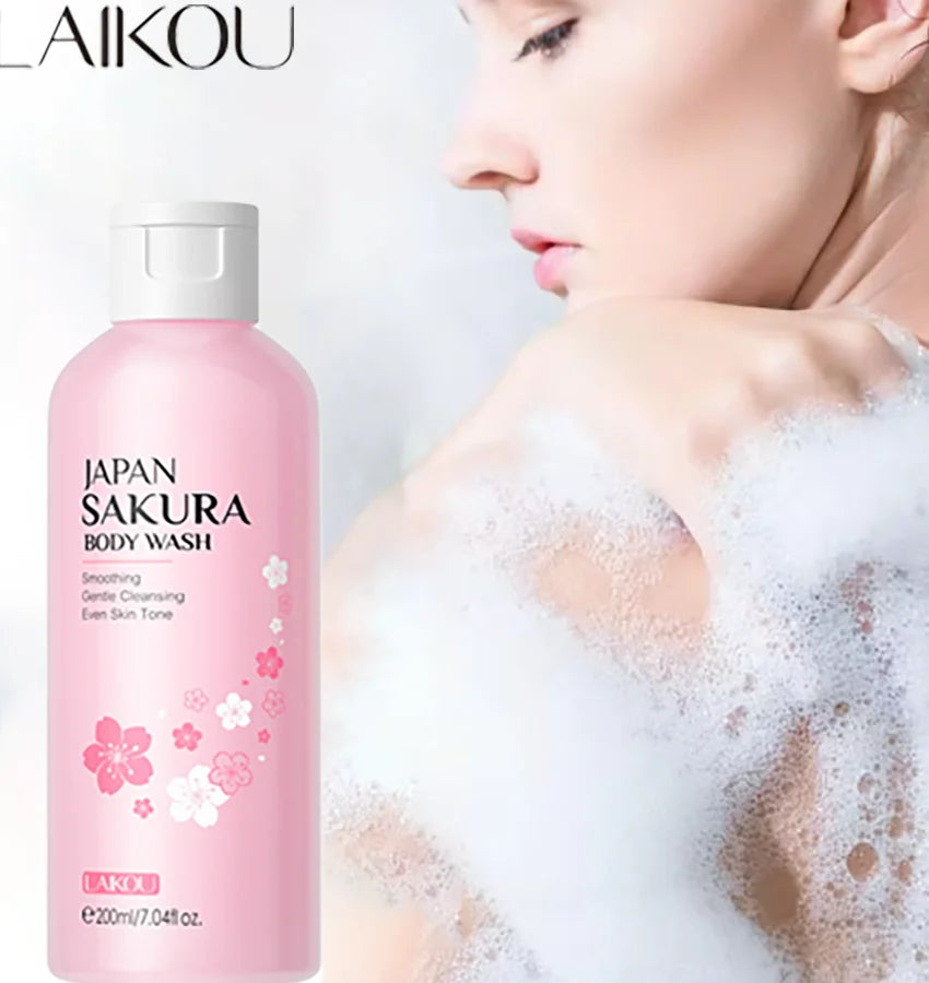 LAIKOU Sakura Shower Gel Long Moisturizing Smooth Long Lasting Fragrance Gentle Foam Body Cleansing Bath Product 200ml Outdoor Kinetics