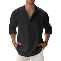 New Cotton Linen Shirts for Men Casual Shirts Lightweight Long Sleeve Henley Beach Shirts Hawaiian T Shirts for Men Outdoor Kinetics
