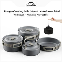 Naturehike Camping Cookware Kit,Kitchen Utensils Camping Gear ,Outdoor Cooking Ultralight Aluminum Pot Kettle Tablewear Set OtdoorEdge Supply