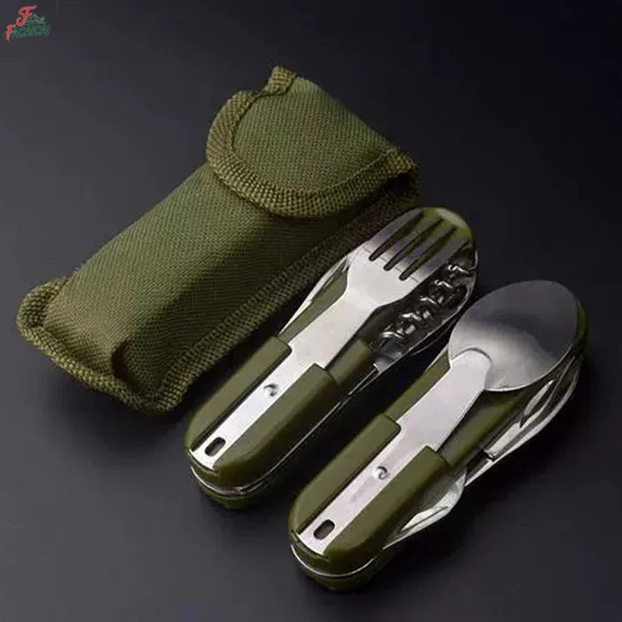 Camping Gear 5-in-1 Stainless Steel Travel Set, Multifunctional Folding Outdoor Utensils OtdoorEdge Supply