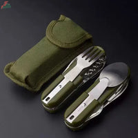 Camping Gear 5-in-1 Stainless Steel Travel Set, Multifunctional Folding Outdoor Utensils OtdoorEdge Supply