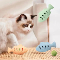Interactive Cat Toy Food Dispenser for Indoor Cats Blue Treat & Catnip Stuffer Engaging Silicone Fish Chew Toy Dental Care Outdoor Kinetics
