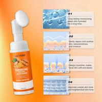 Turmeric Cleanser Moisturize Facial Brightening Skin Tone Daily Face Wash Foam with Brush Skin Care Clean Lemon Fruit Extract Outdoor Kinetics