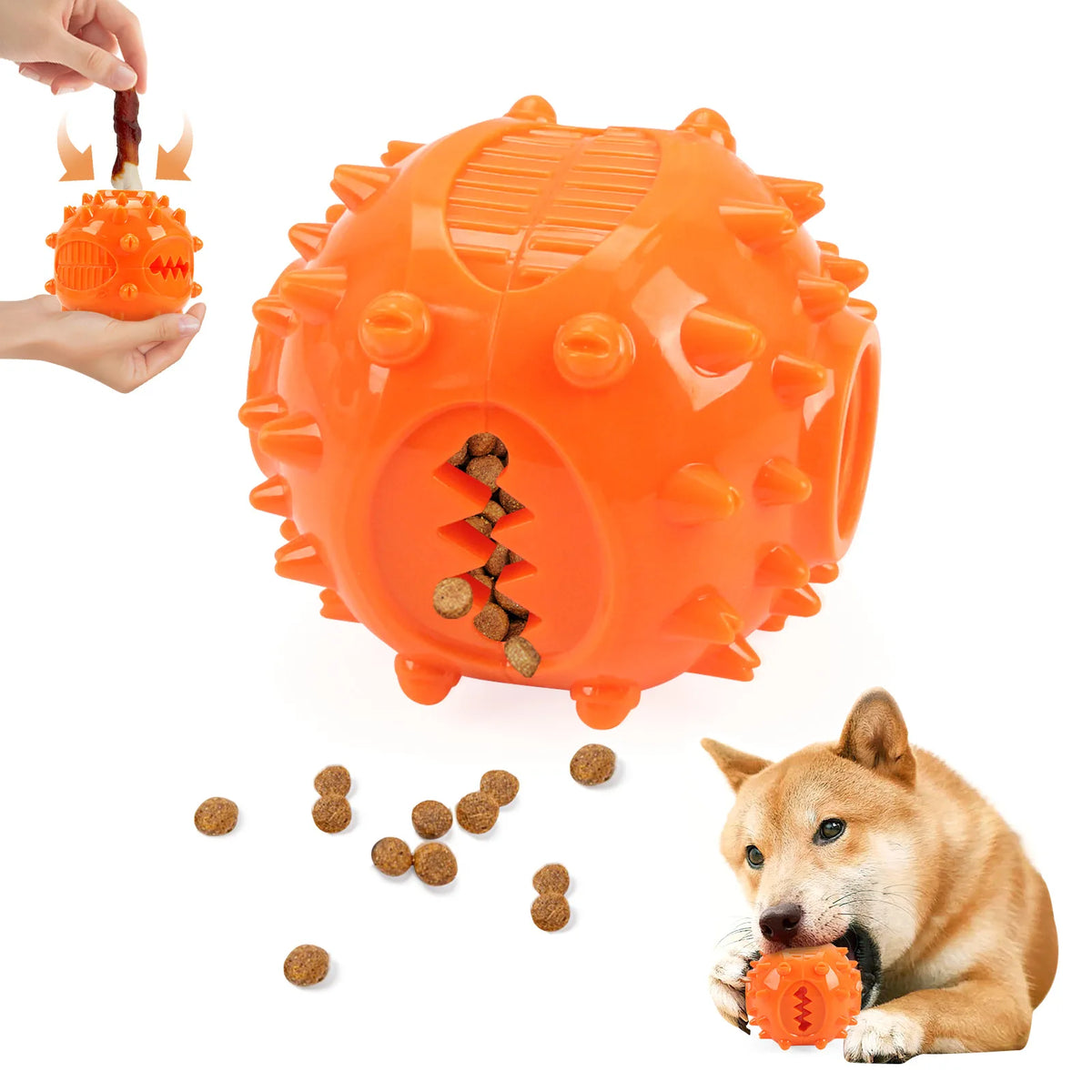 Dog Interactive Chew Treat Dispensing Ball - Self-Play, Boredom Relief, Bite-Resistant, Teeth Cleaning Pet Toy, Outdoor Kinetics