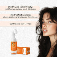 Turmeric Cleanser Moisturize Facial Brightening Skin Tone Daily Face Wash Foam with Brush Skin Care Clean Lemon Fruit Extract Outdoor Kinetics