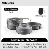 Naturehike Camping Cookware Kit,Kitchen Utensils Camping Gear ,Outdoor Cooking Ultralight Aluminum Pot Kettle Tablewear Set OtdoorEdge Supply