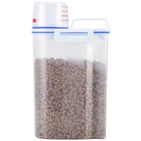 1.5kg/2kg Pet Food Storage Container, Moisture‑Proof Sealed Plastic Pail with Measuring Cup for Dog & Cat Feeding Outdoor Kinetics