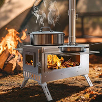 Wood Burning Portable Tent Stove With 6 Stainless Chimney Pipes S And B Enterprise