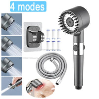 Shower Head with Filter High Pressure Shower Knobs Showers Head One-Key Stop Water Massage Shower System Bathroom Accessories Outdoor Kinetics