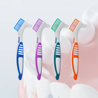Denture Brush 4Pcs Denture Toothbrushes，Denture Cleaning Care Cleaning Brush ，Double Sided Toothbrush，Multi-Layered Bristles Outdoor Kinetics