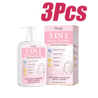 5 in 1 Moisturizing Facial Cleanser Refreshed Cleansing Makeup Remover Brightening Hydrating Light Texture Rich Foam Cleanser Outdoor Kinetics