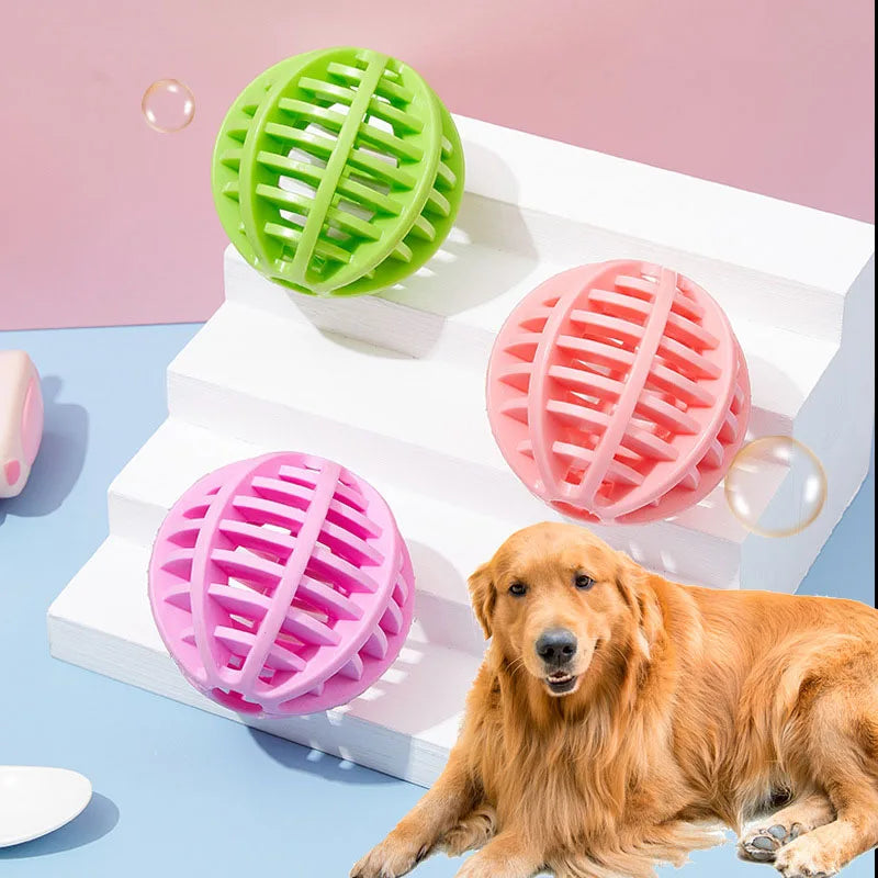 Durable Rubber Treat Dispensing Dog Ball Toy Bite Resistant Chew Toy For Teeth Grinding Boredom Relief Interactive Pet Training Outdoor Kinetics