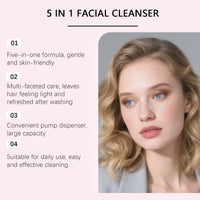 5 in 1 Moisturizing Facial Cleanser Refreshed Cleansing Makeup Remover Brightening Hydrating Light Texture Rich Foam Cleanser Outdoor Kinetics