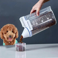 1.5kg/2kg Pet Food Storage Container, Moisture‑Proof Sealed Plastic Pail with Measuring Cup for Dog & Cat Feeding Outdoor Kinetics