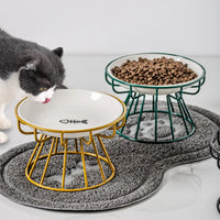 Pet Ceramic Bowl, High Footed Ceramic Cat Food Bowl, Snack Bowl, Anti Overturning Indoor & Outdoor Feeding Drinking Accessories Outdoor Kinetics
