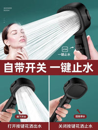 New 3 Modes High Pressure Shower Head Water Saving Shower Adjustable One-Key Stop Water Massage Sprayer Bathroom Accessories Outdoor Kinetics
