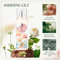 The fragrance spray has a long-lasting, faint floral scent with a fruity note. It is a fragrance body spray without alcohol. Outdoor Kinetics