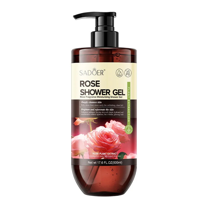500ml SADOER Rose Fragrance Shower Gel Plant Extract Gentle Cleansing Moisturizing Soft Smooth Body Wash Daily Bath Skin Care Outdoor Kinetics