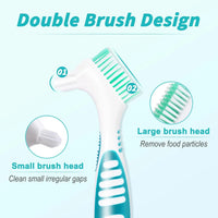 Denture Brush 4Pcs Denture Toothbrushes，Denture Cleaning Care Cleaning Brush ，Double Sided Toothbrush，Multi-Layered Bristles Outdoor Kinetics