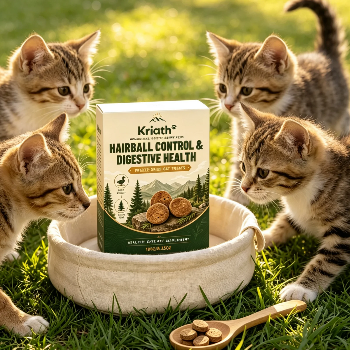 Kriath Freeze Dried Cat Treats Hairball Control Digestive Health Nutritional Balance Gentle Natural Ingredients Cat Supplement Outdoor Kinetics