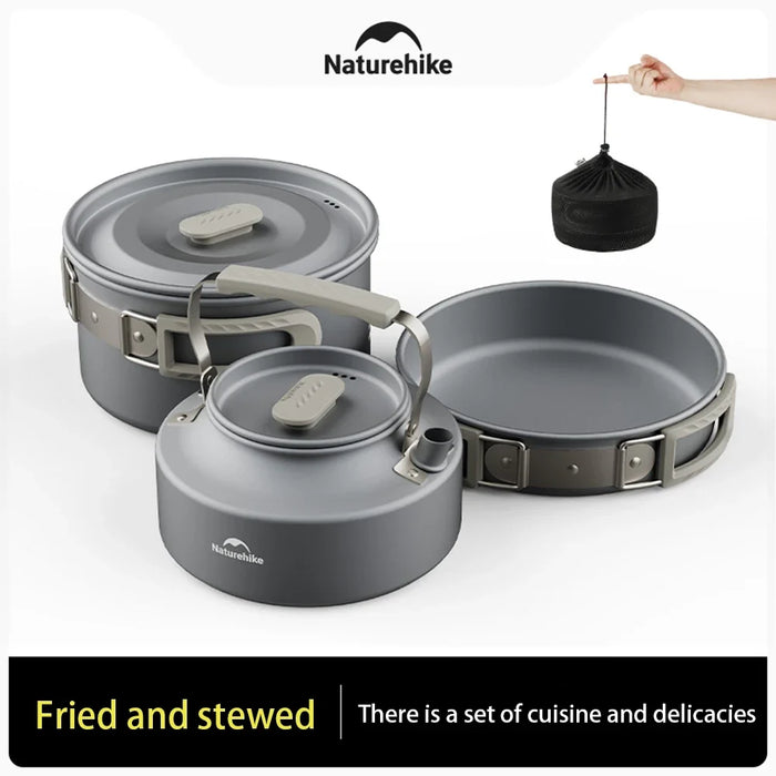 Naturehike Camping Cookware Kit,Kitchen Utensils Camping Gear ,Outdoor Cooking Ultralight Aluminum Pot Kettle Tablewear Set OtdoorEdge Supply