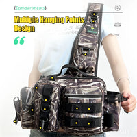 Fishing Tackle Backpack, Lure Box Gear Storage Bag, Men Fly Fishing Backpack with Rod Holder Sling Shoulder Bag. OtdoorEdge Supply