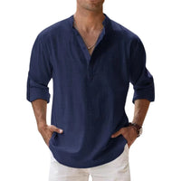 New Cotton Linen Shirts for Men Casual Shirts Lightweight Long Sleeve Henley Beach Shirts Hawaiian T Shirts for Men Outdoor Kinetics