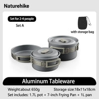 Naturehike Camping Cookware Kit,Kitchen Utensils Camping Gear ,Outdoor Cooking Ultralight Aluminum Pot Kettle Tablewear Set OtdoorEdge Supply