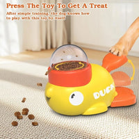Pet Treat Dispenser-Interactive Dog Toys, Anti Gulping Duck Slow Feeder,cat Dog Treat Dispensing with Button,for Dogs Training Outdoor Kinetics