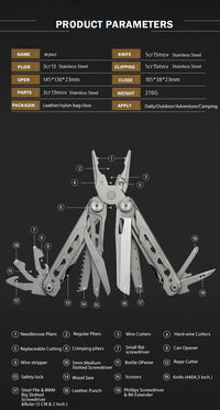 Outdoor Camping Multi Tools Folding Survival Gear Plier Knife Wire Stripper Outdoor Mini Portable Hand Tools Knife, Scissors OtdoorEdge Supply