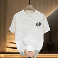Men's Cotton T-shirts Fitted Black 5XL T Shirt for Men Casual Summer Wear Fashion Tai Chi Print Tee Shirts White Men Clothing Outdoor Kinetics