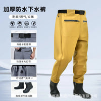 Waist High WadersThickened Half Body Waterproof Overalls One-piece Fishing Waders Lightweight Breathable Wading Pants with Boots OtdoorEdge Supply
