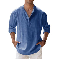 New Cotton Linen Shirts for Men Casual Shirts Lightweight Long Sleeve Henley Beach Shirts Hawaiian T Shirts for Men Outdoor Kinetics