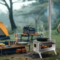 Wood Burning Portable Tent Stove With 6 Stainless Chimney Pipes S And B Enterprise
