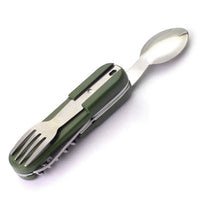 Camping Gear 5-in-1 Stainless Steel Travel Set, Multifunctional Folding Outdoor Utensils OtdoorEdge Supply
