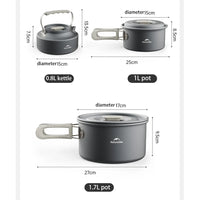 Naturehike Camping Cookware Kit,Kitchen Utensils Camping Gear ,Outdoor Cooking Ultralight Aluminum Pot Kettle Tablewear Set OtdoorEdge Supply