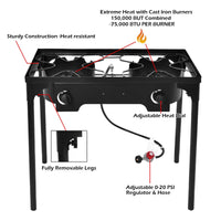 150000 BTU Double Burner Outdoor Stove BBQ Grill DirectDeals