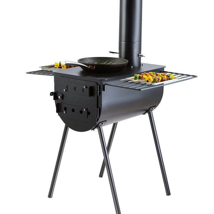 Wood Stove, 118 inch, Alloy Steel Camping Tent Stove, Portable Wood Burning Stove with Chimney Pipes & Gloves, 3000in³Firebox Hot Tent Stove for Outdoor Cooking and Heating with 8 Pipes VYSN