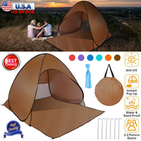 Pop Up Beach Tent Sun Shade Shelter Anti-UV Automatic Waterproof Tent Canopy for 2/3 Man w/ Net Window Storage Bag for Outdoor Beach Camping Fishing P GBruno Store
