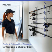 Made in the USA Premium Fishing Rod Racks | Wall or Ceiling or Boat Mounted TRAPSKI